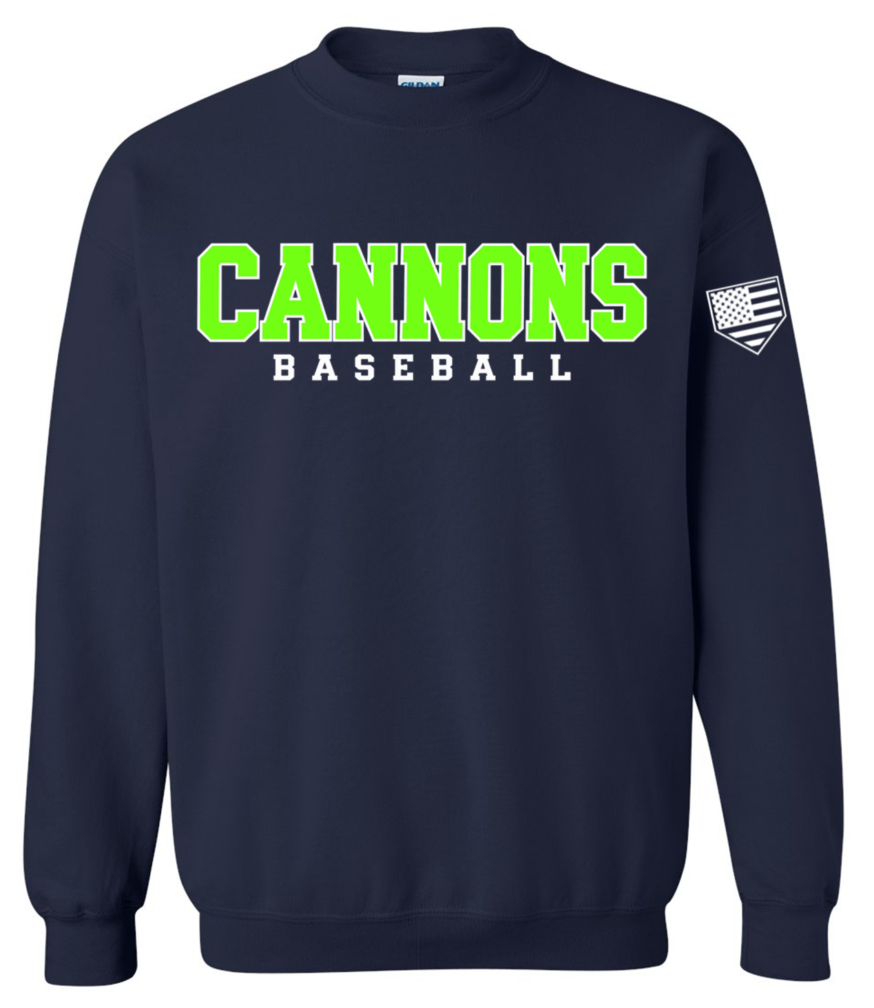 Cannons Baseball Outline Navy Crewneck Sweatshirt w/ No Personalization