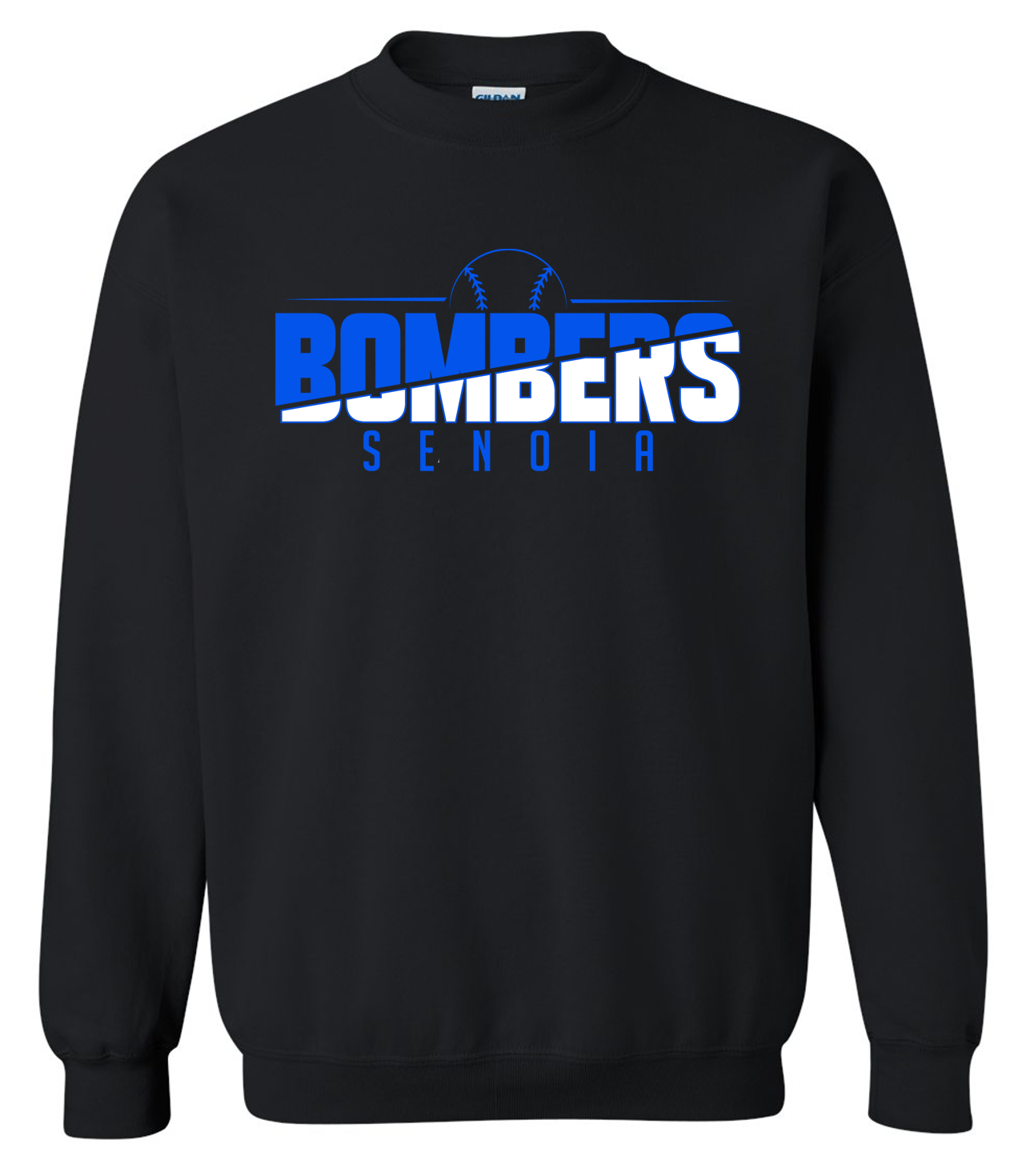 Senoia Bombers Ball Baseball Black Crewneck Sweatshirt w/ Personalization