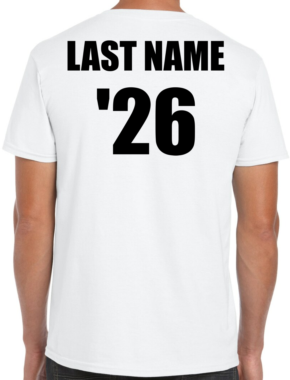 Senior White Short Sleeve T-Shirt with LAST NAME