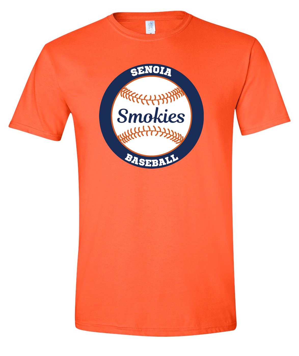 Smokies Baseball Circle Orange Short Sleeve Cotton T-shirts w/ Personalization