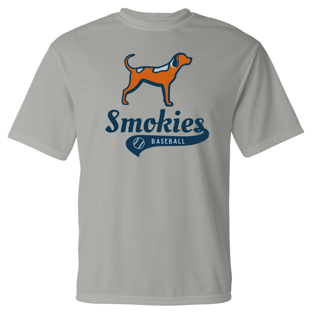 Smokies Baseball Dog Silver Short Sleeve Dri-Fit T-shirts