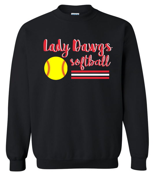 Lady Dawgs Softball Black Crewneck Sweatshirt (No Personalization)