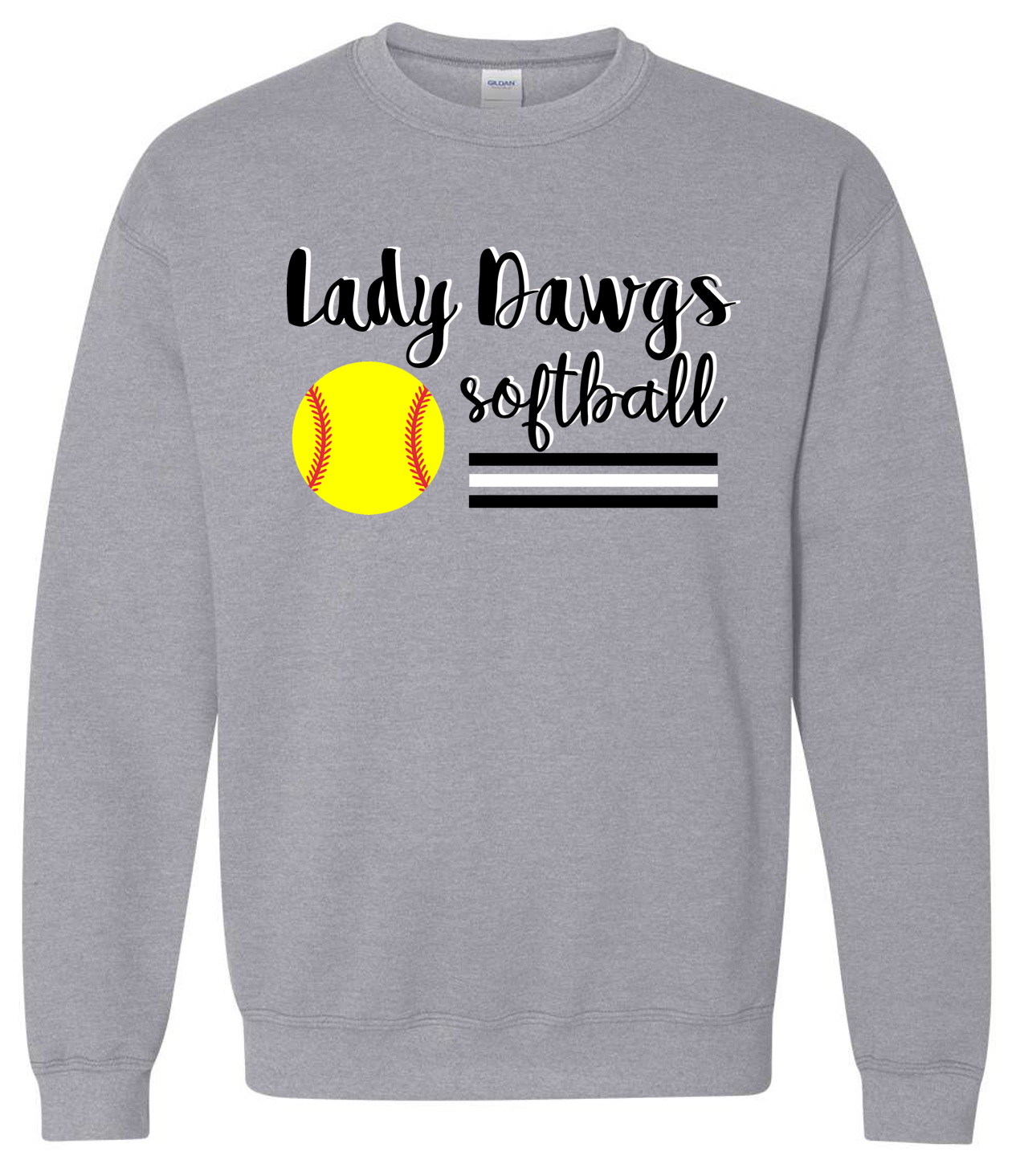Lady Dawgs Softball Grey Crewneck Sweatshirt (No Personalization)