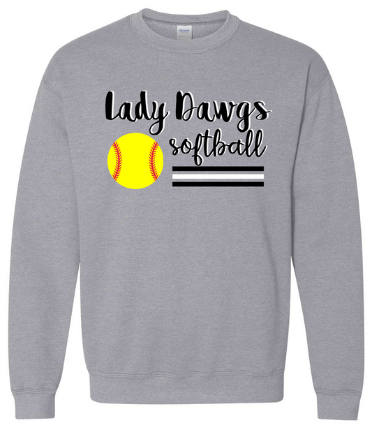 Lady Dawgs Softball Grey Crewneck Sweatshirt w/ Personalization