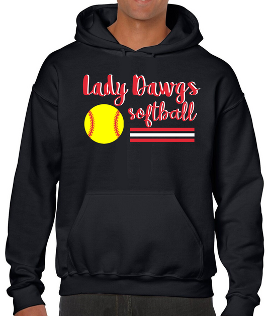 Lady Dawgs Softball Black Cotton Hoodie Sweatshirt (No Personalization)