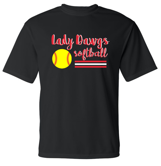 Lady Dawgs Softball Black Short Sleeve Dri-fit T-shirt w/ Personalization