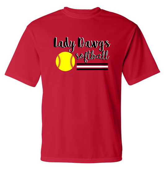 Lady Dawgs Softball Red Short Sleeve Dri-fit T-shirt w/ Personalization