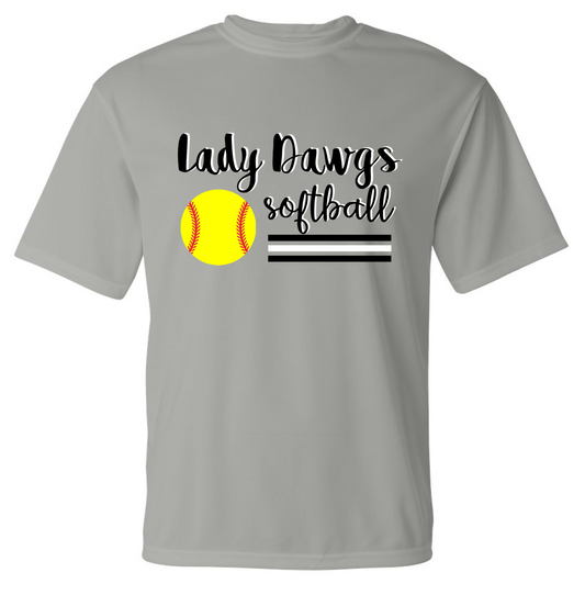 Lady Dawgs Softball Grey Short Sleeve Dri-fit T-shirt (No Personalization)
