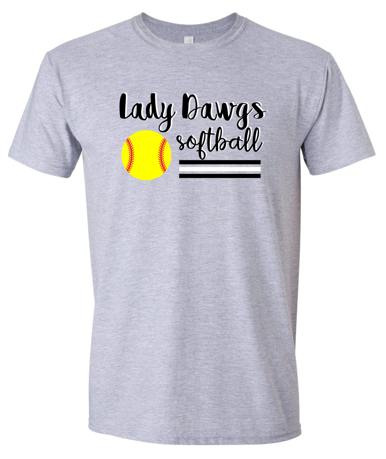 Lady Dawgs Softball Grey Short Sleeve Cotton T-shirt w/ Personalization