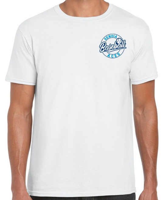 Aces Baseball White Short Sleeve Cotton T-shirts (No Personalization)