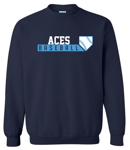 Aces Baseball Diamond Navy Crewneck Sweatshirt (No Personalization)