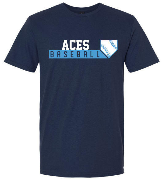 Aces Baseball Navy Short Sleeve Cotton T-shirts (No Personalization)