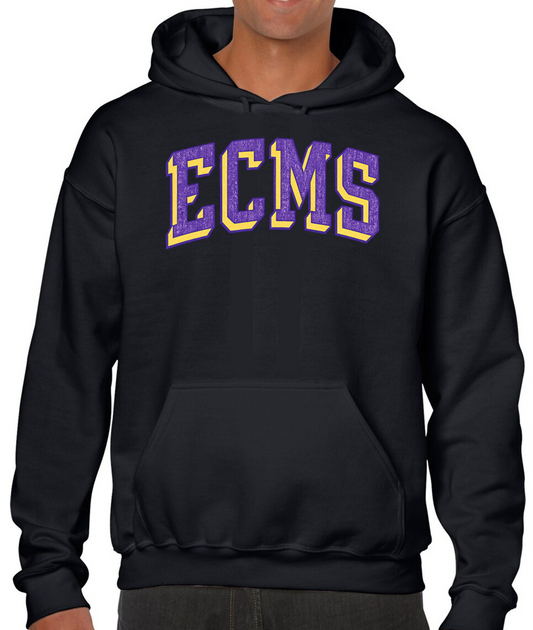 EC Middle Arch Distressed Cotton Hoodie Sweatshirt