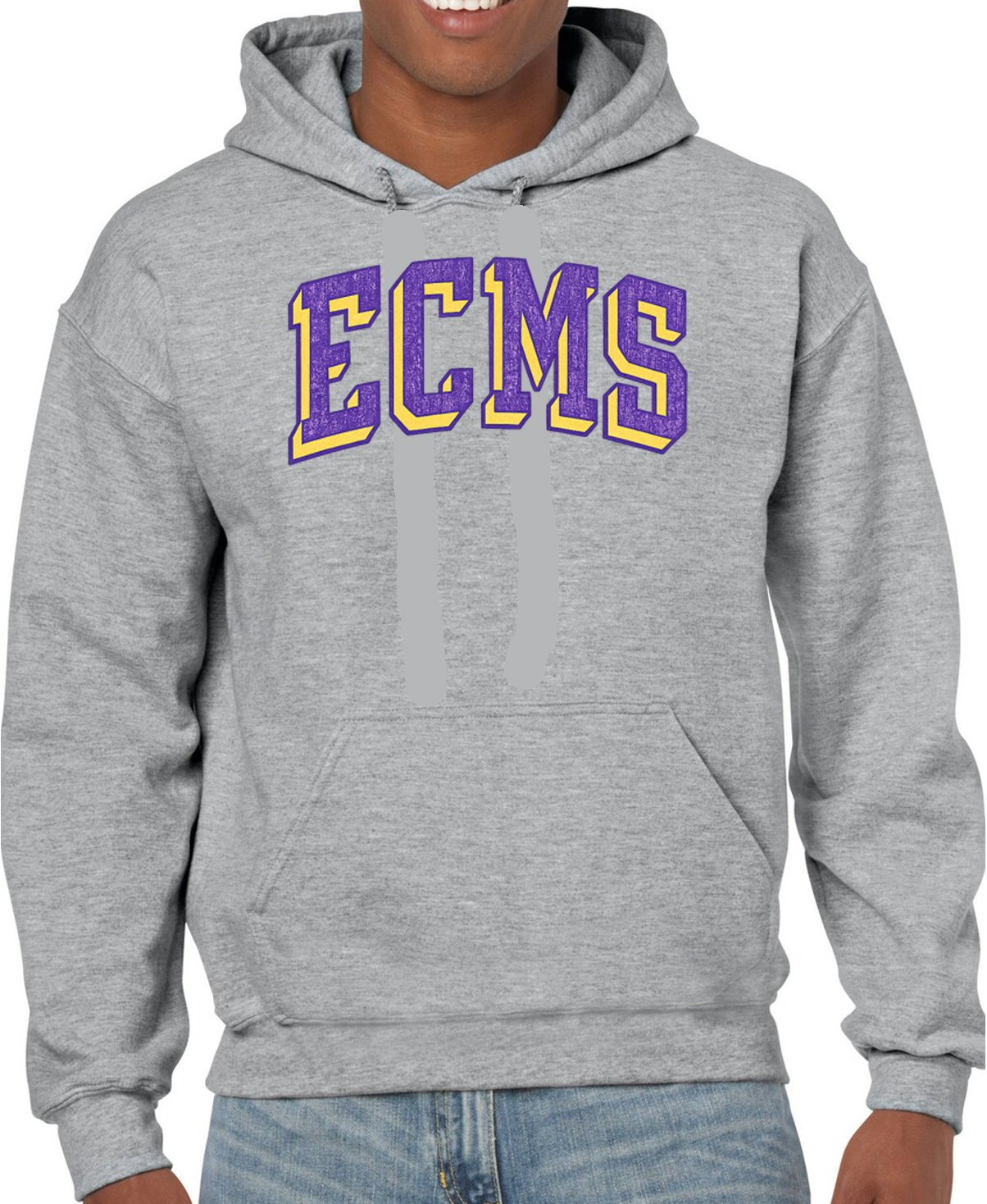 EC Middle Arch Distressed Cotton Hoodie Sweatshirt