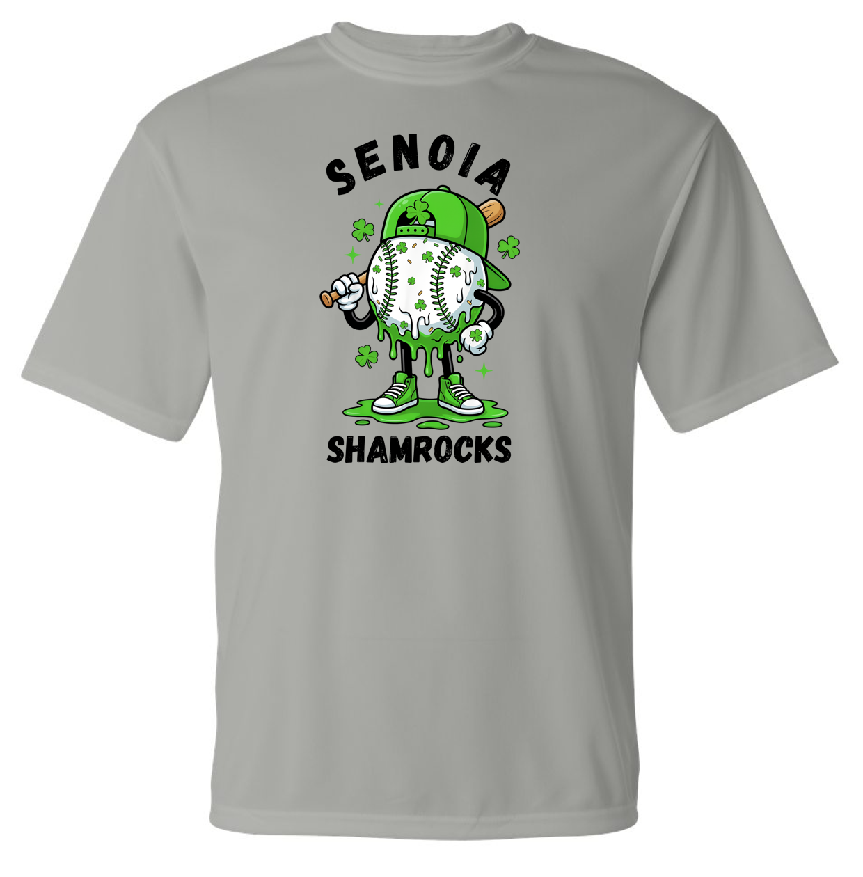 Senoia Shamrock Baseball Guy Short Sleeve Dri-fit T-shirts