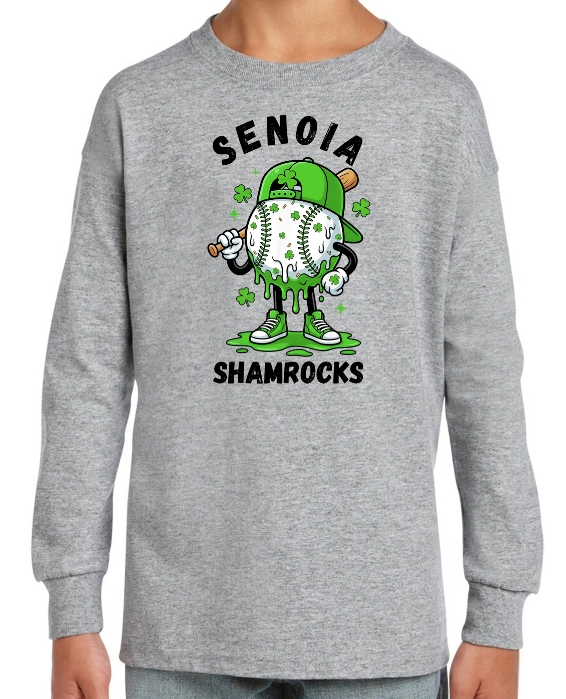 Senoia Shamrock Baseball Guy Toddler Long Sleeve T-Shirt