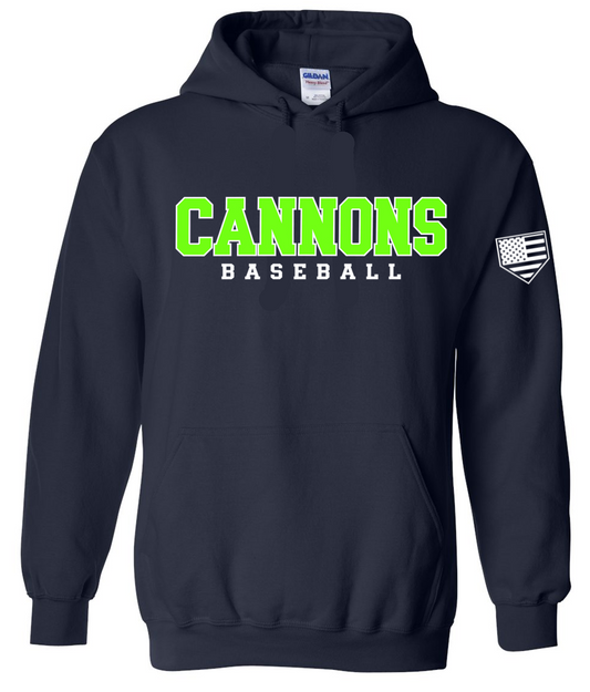Cannons Baseball Outline Navy Hoodie Sweatshirt w/ Personalization
