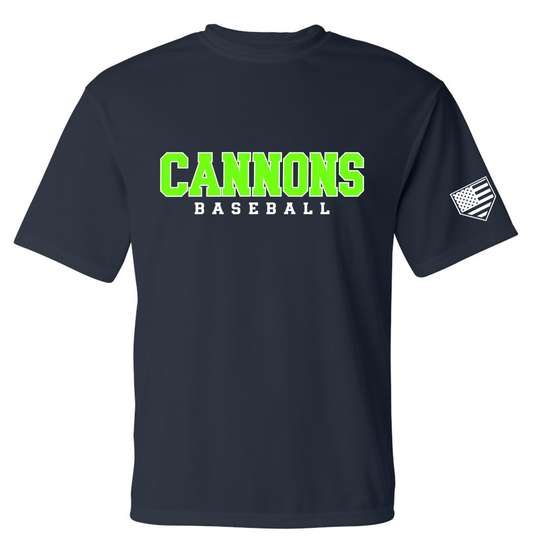 Cannons Baseball Outline Navy Short Sleeve Dri-fit T-shirts w/ Personalization