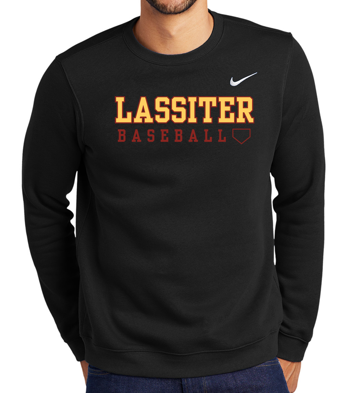 Lassiter Baseball Word Nike Adult Crewneck Sweatshirt