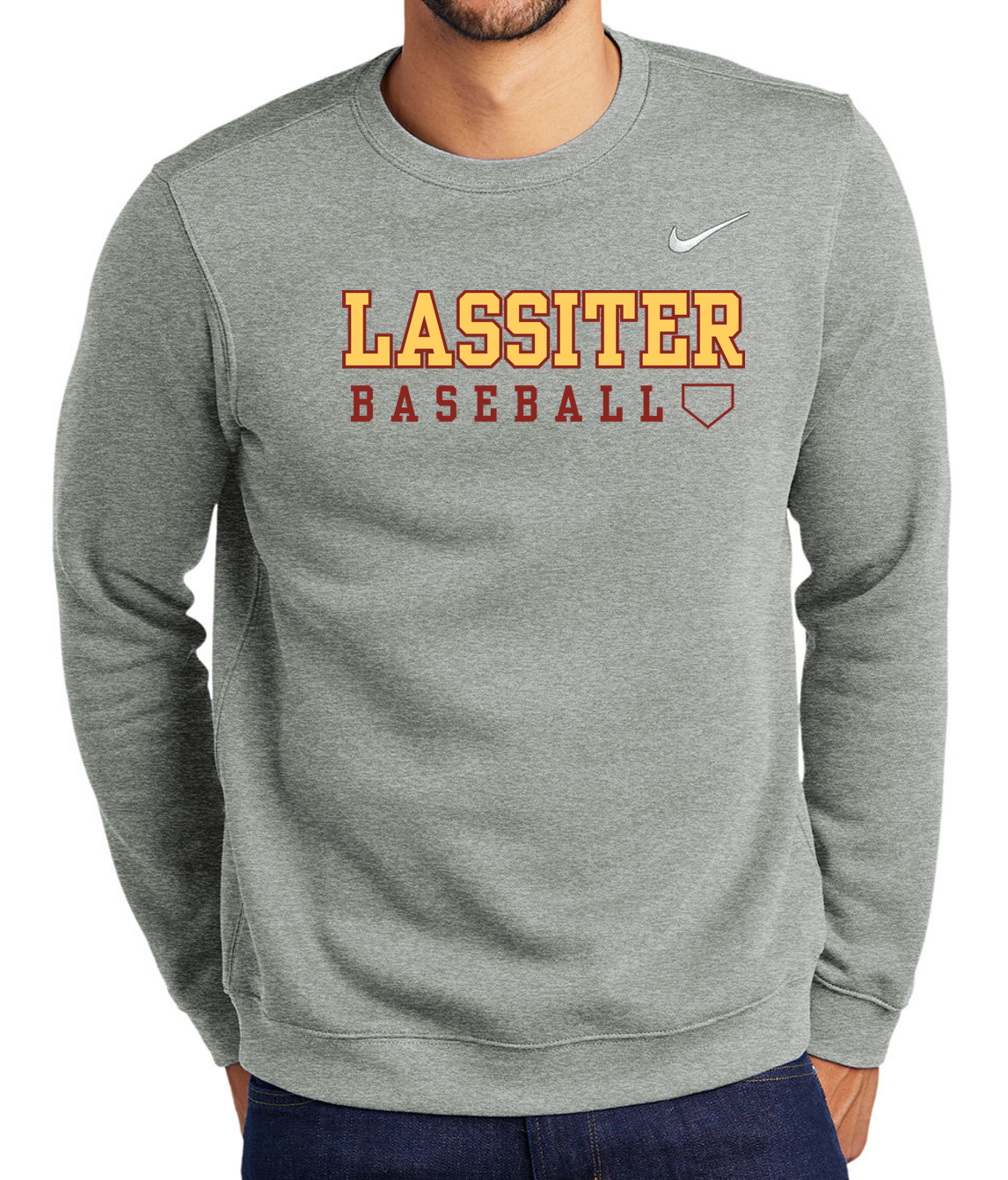 Lassiter Baseball Word Nike Adult Crewneck Sweatshirt
