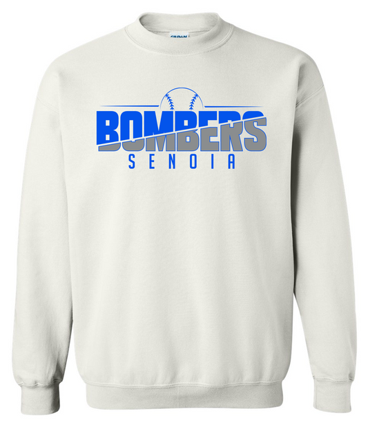 Senoia Bombers Ball Baseball White Crewneck Sweatshirt (No Personalization)