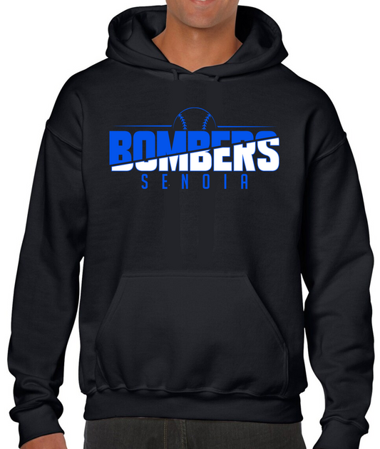 Senoia Bombers Ball Baseball Black Cotton Hoodie Sweatshirt (No Personalization)