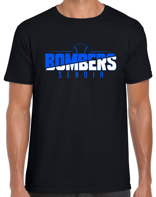 Senoia Bombers Ball Baseball Black Short Sleeve Cotton T-shirt w/ Personalization