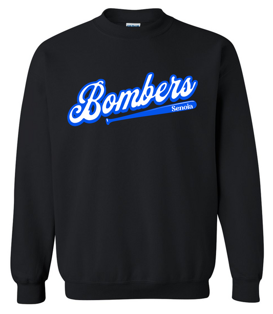 Senoia Bombers Bat Baseball Black Crewneck Sweatshirt (No Personalization)