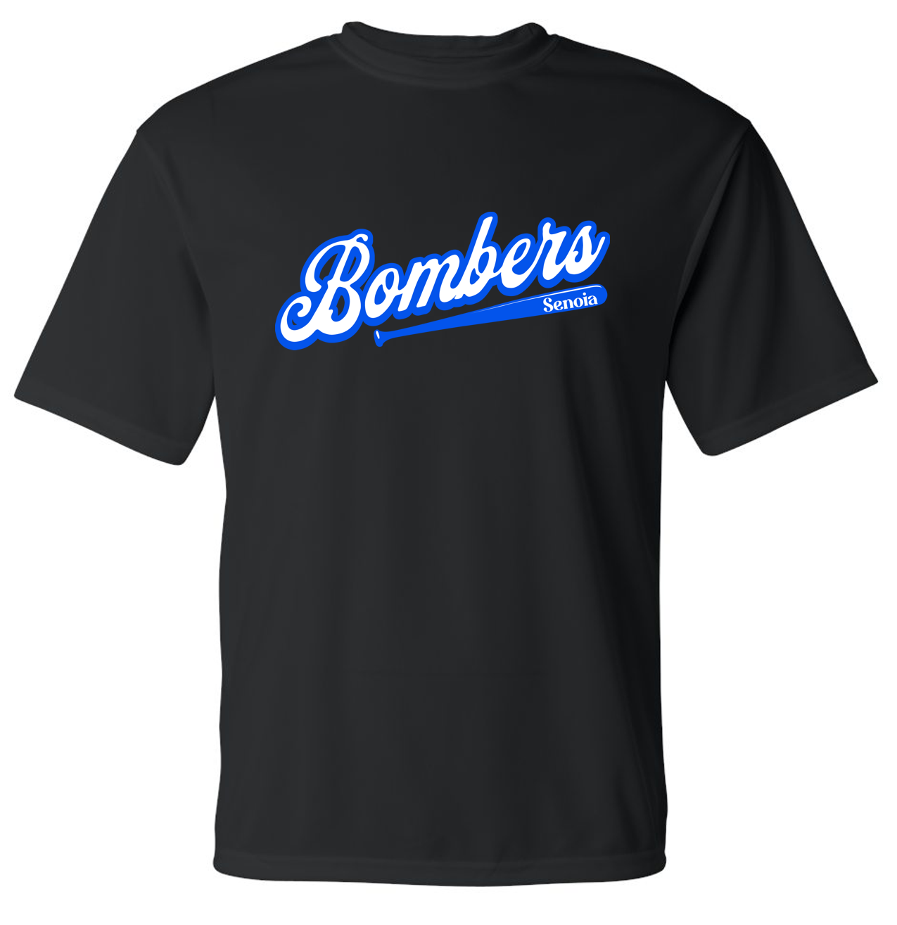 Senoia Bombers Bat Baseball Black Short Sleeve Dri-fit T-shirt (No Personalization)
