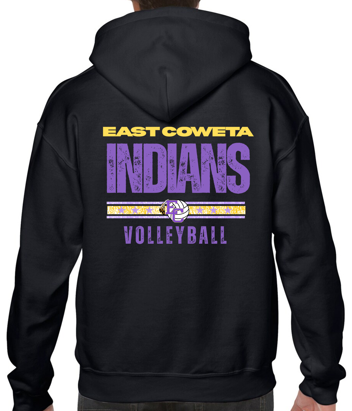 EC High Volleyball Distressed Hoodie Sweatshirt
