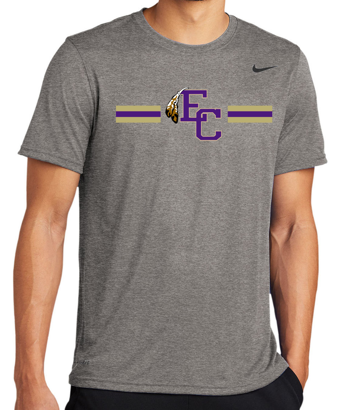 EC High Volleyball Logo w/ 3 Stripes Nike Brand Short Sleeve Dri-Fit T-Shirt