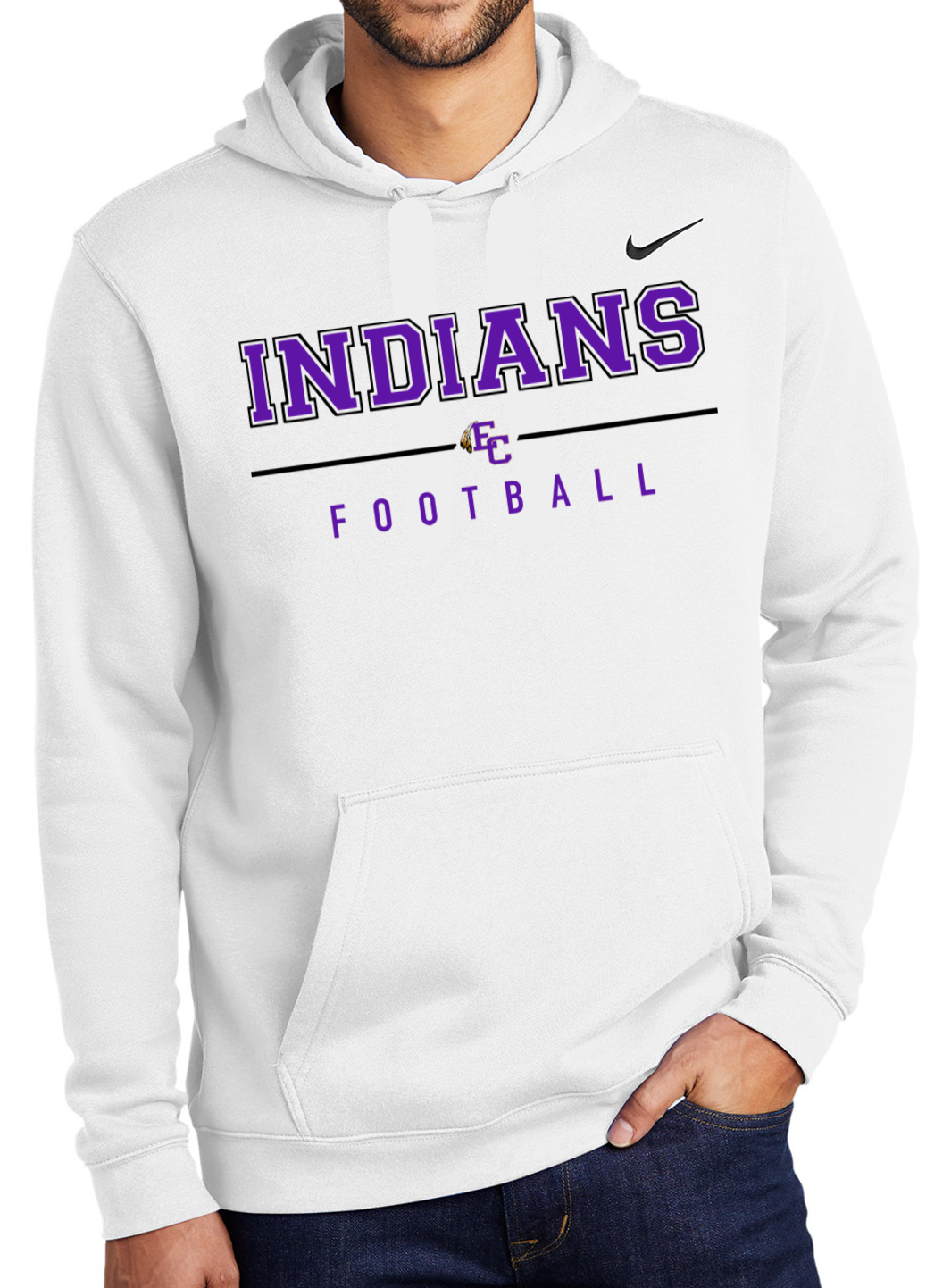 EC Middle Football Outline Nike Brand Cotton Hoodie Sweatshirt