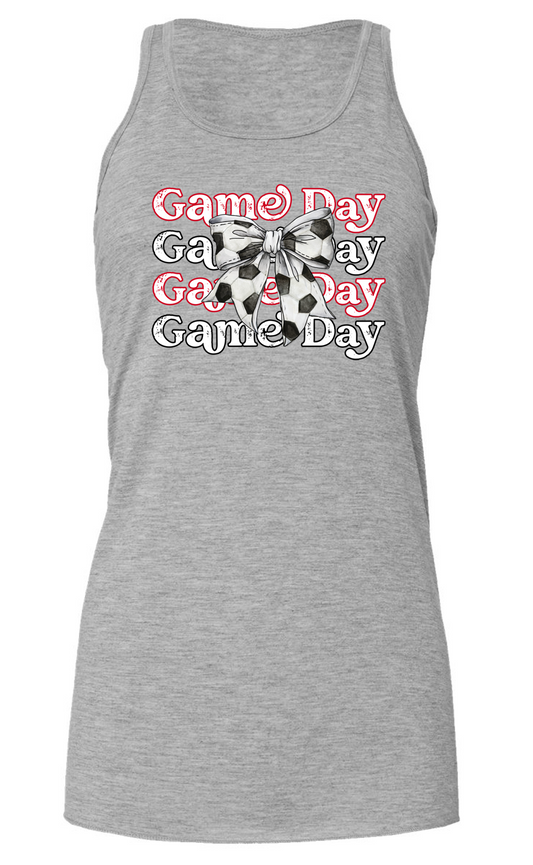 Lagrange Gameday Soccer Bow Bella Racerback Flowy Tank Top