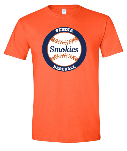 Smokies Baseball Circle Orange Short Sleeve Cotton T-shirts (No Personalization)