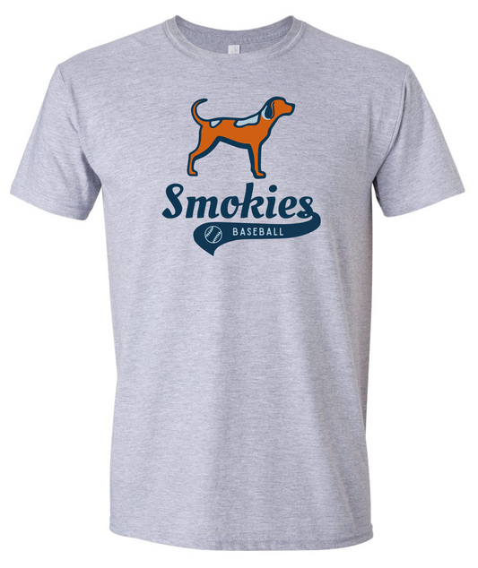 Smokies Baseball Dog Sport Grey Short Sleeve Cotton T-shirts