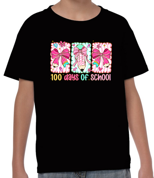 TCS "100 Days of School Coquette Bow" T-shirt