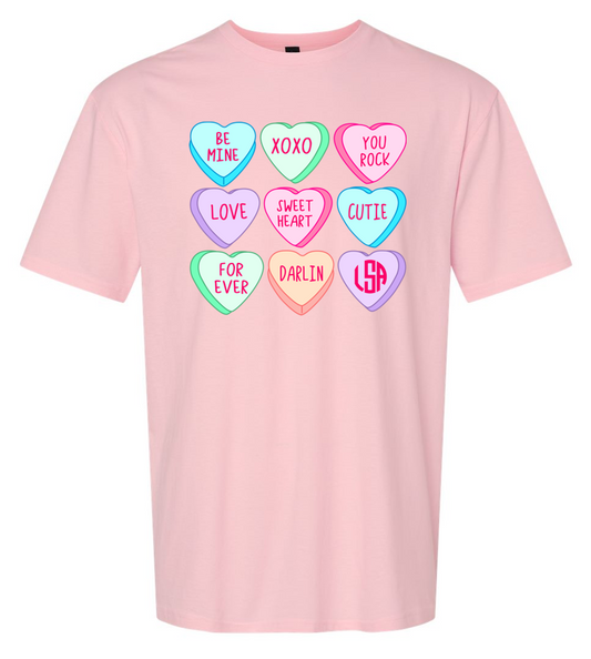 Conversation Hearts Adult Short Sleeve T-Shirt