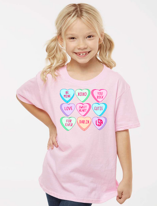 Conversation Hearts Kid Short Sleeve T-Shirt