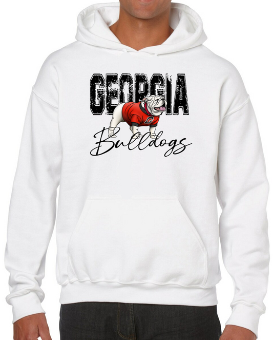 GA Bulldawgs Distressed Youth and Adult Hoodie Sweatshirt