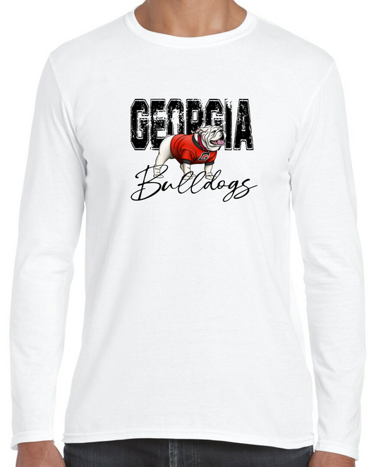 GA Bulldawgs Distressed Youth and Adult Long Sleeve T-Shirt