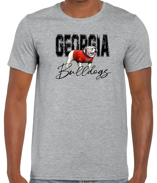 GA Bulldawgs Distressed Youth and Adult Short Sleeve T-Shirt