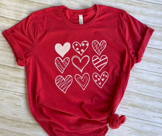 Valentine's Nine Hearts Short Sleeve T-Shirt