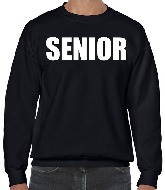 Senior Black Crewneck Sweatshirt with LAST NAME