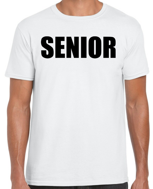 Senior White Short Sleeve T-Shirt with NO LAST NAME